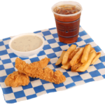 2 PC. Fried Chicken Tenders with french fries, gravy, & small drink