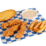 3 PC. Fried Chicken tenders with gravy, garlic bread, & french fries